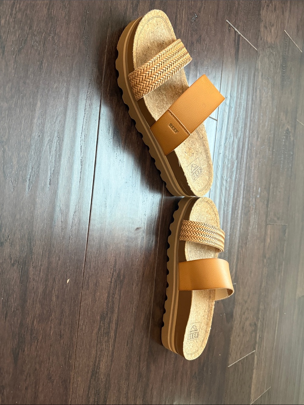 Reef Tan Ribbed Sole Slide Sandals with Braided Strap - Picture 5 of 6